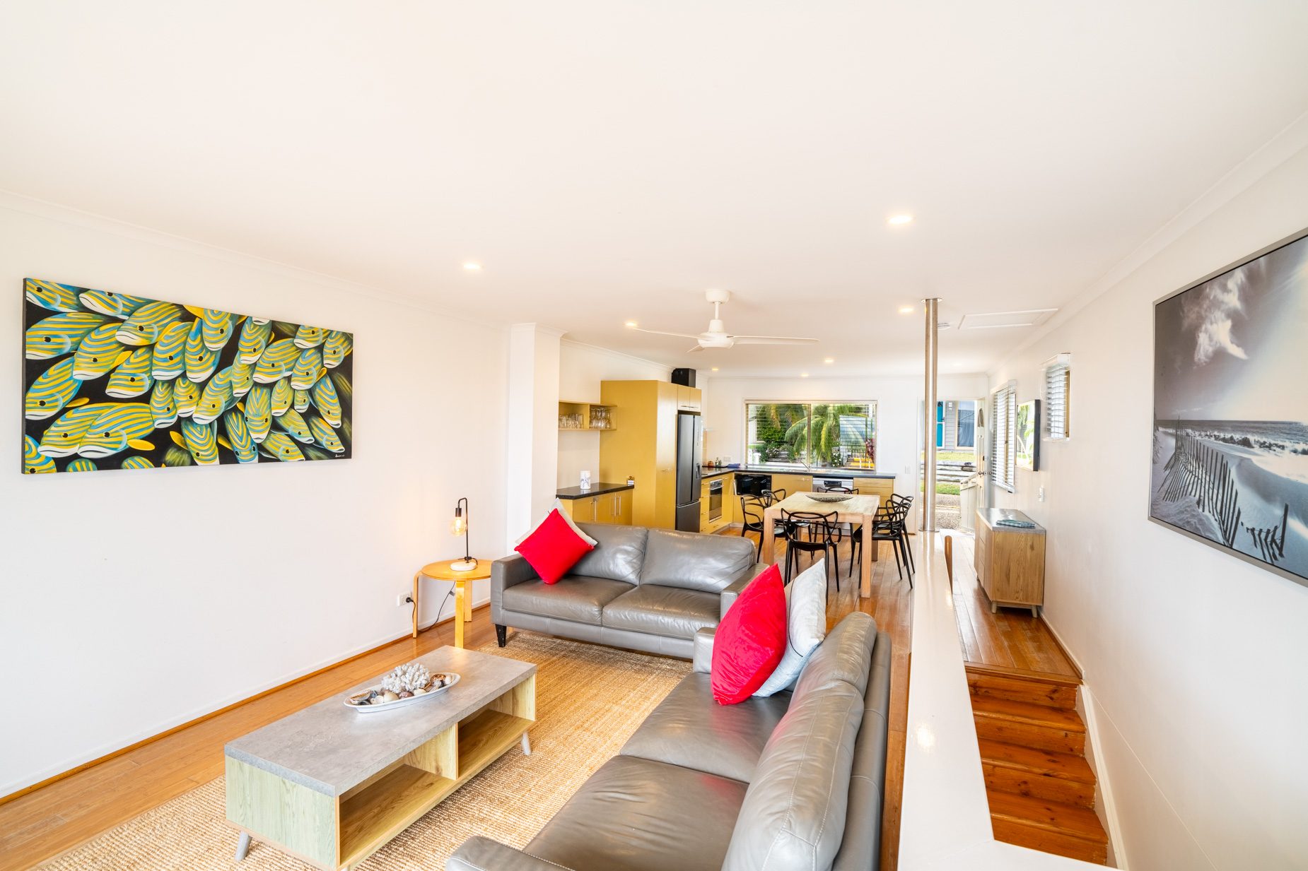 The open plan living and dining area of the Standard Headland Ocean 3 Bedroom villa