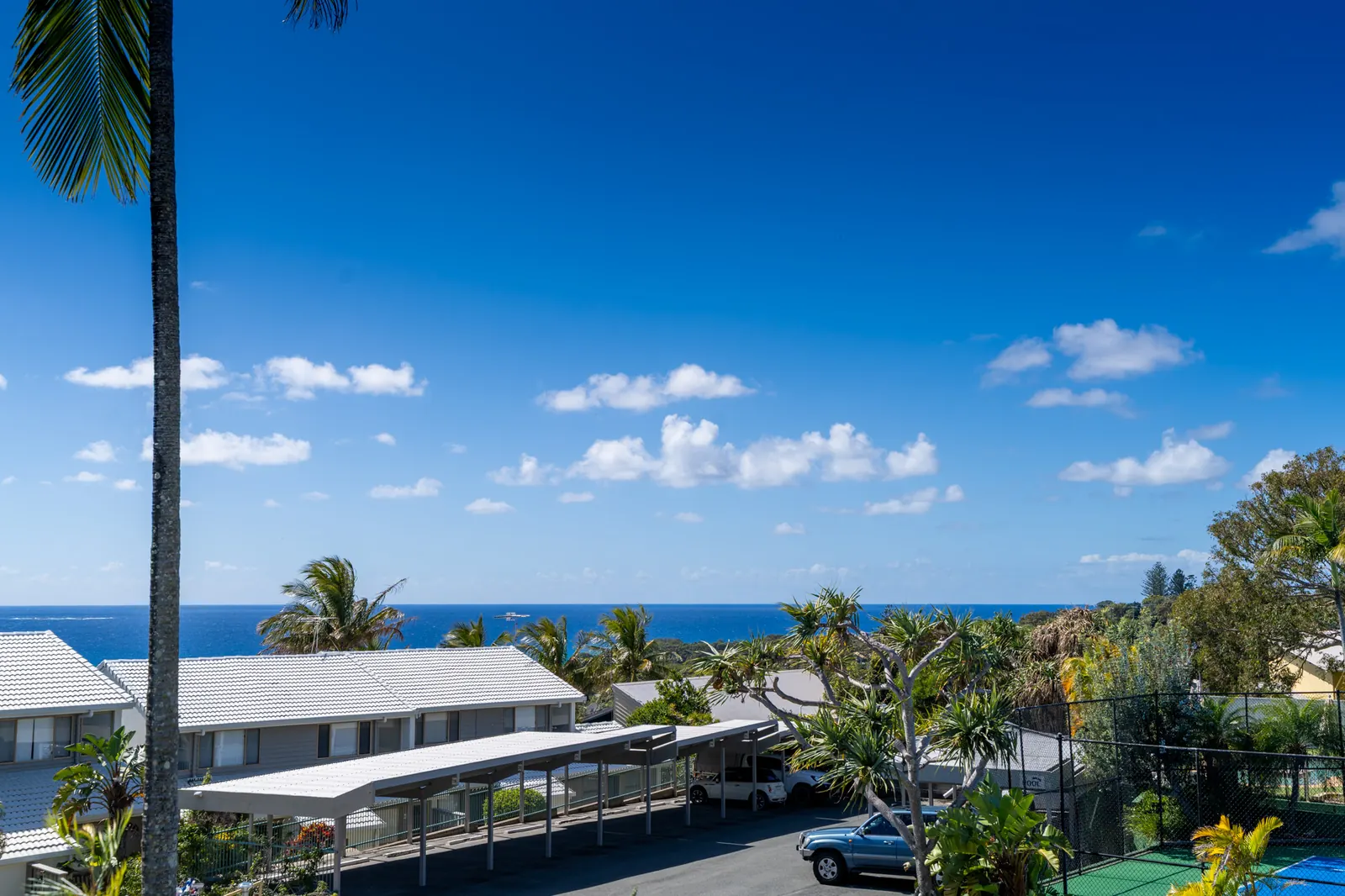 The ocean view from a Deluxe Ocean villa at Pandanus Palms Resort