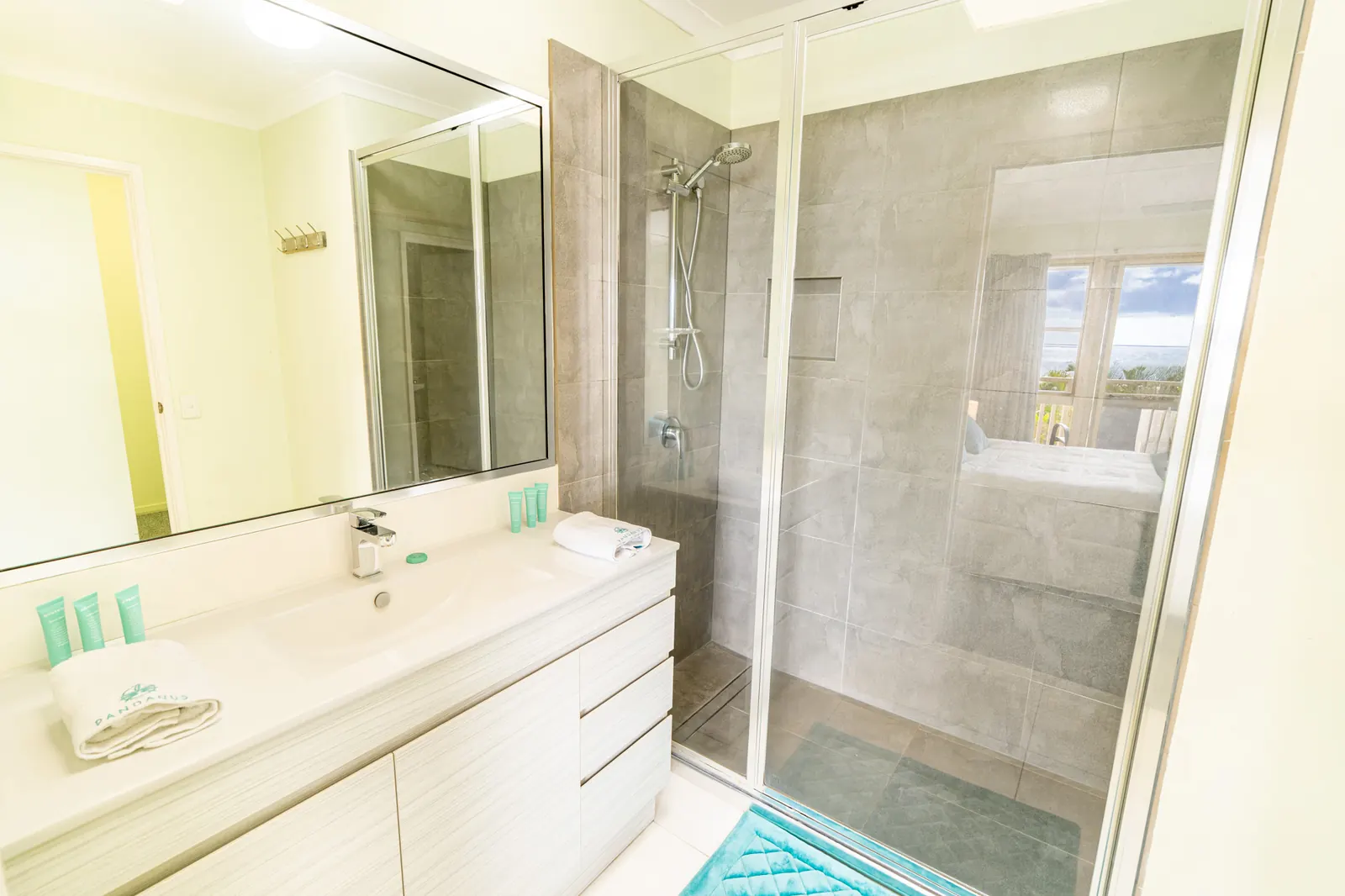 The bathroom inside a Standard Ocean villa at Pandanus Palms Resort
